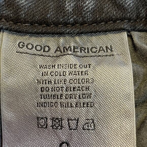 Good American Good Legs Blue Denim Dark Wash Torn Knees Skinny Leg Jeans 0/25 - Picture 7 of 10